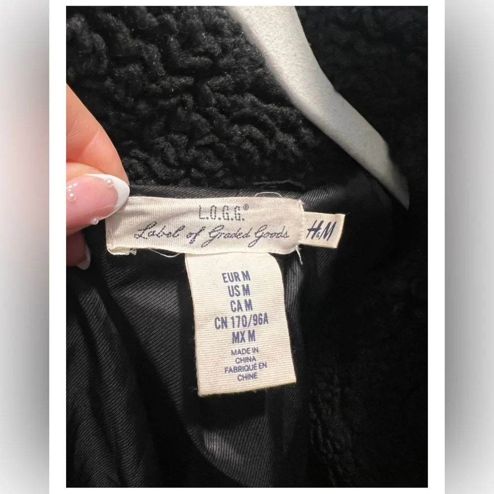 H&M: “Long Pile” / Teddy Coat (Black, Size M) - Picture 6 of 6